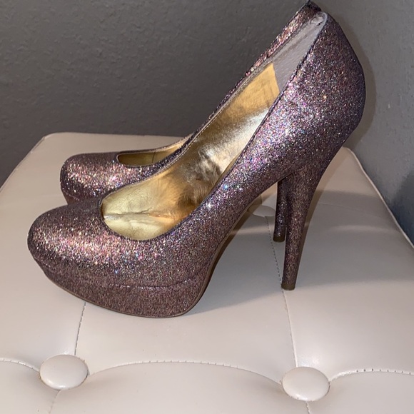 Bakers Pink Glitter Platform Pumps | Sparkly High Heels - Picture 6 of 16